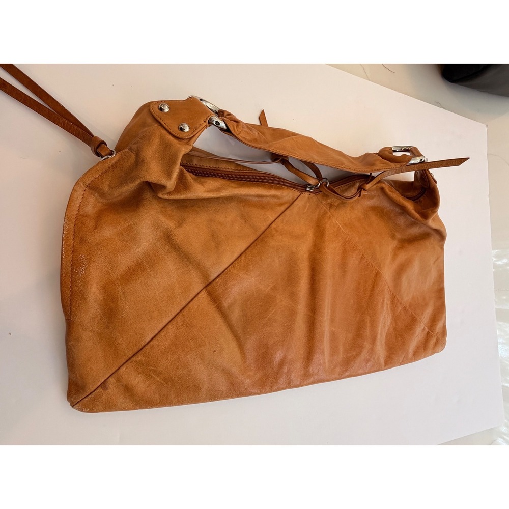 HOBO International Cognac Leather Hobo Bag Large Slouchy Shoulder Purse Y2K